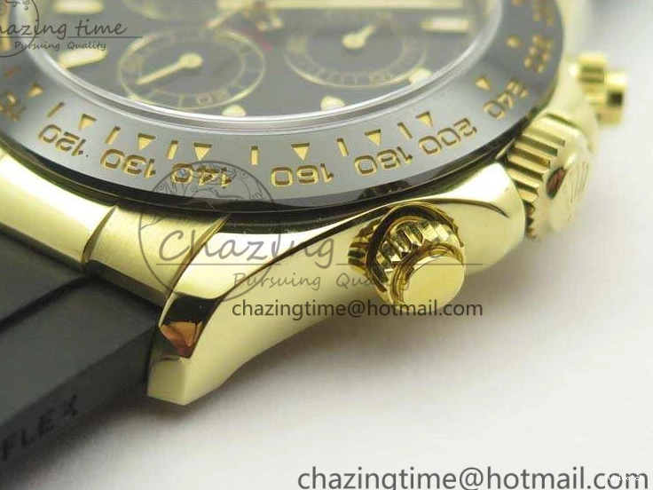 Daytona 1:1 Clone 116518 LN YG Dial Best Black ARF Rubber A4130 On Strap Super Edition 0303